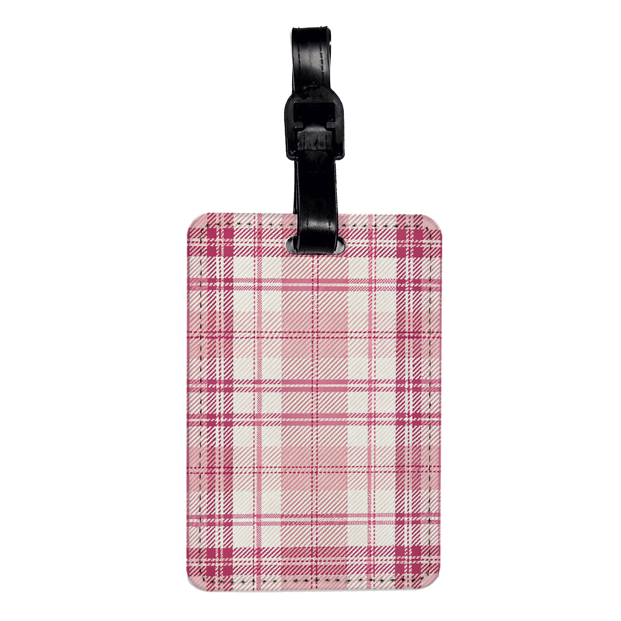 Pink Plaid Cute Background Travel Faux Leather Luggage Tag