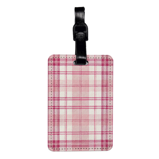 Pink Plaid Cute Background Travel Faux Leather Luggage Tag