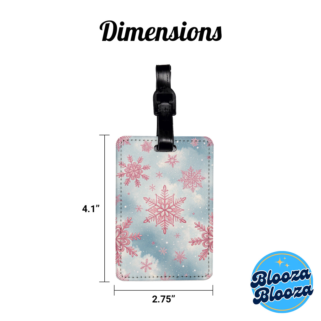 Pink Snowflakes Cute Winter Travel Faux Leather Luggage Tag