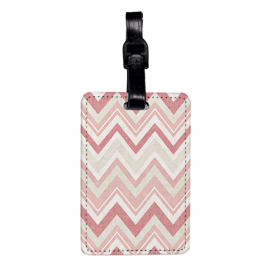 Pink White Chevrons Background Travel Faux Leather Luggage Tag