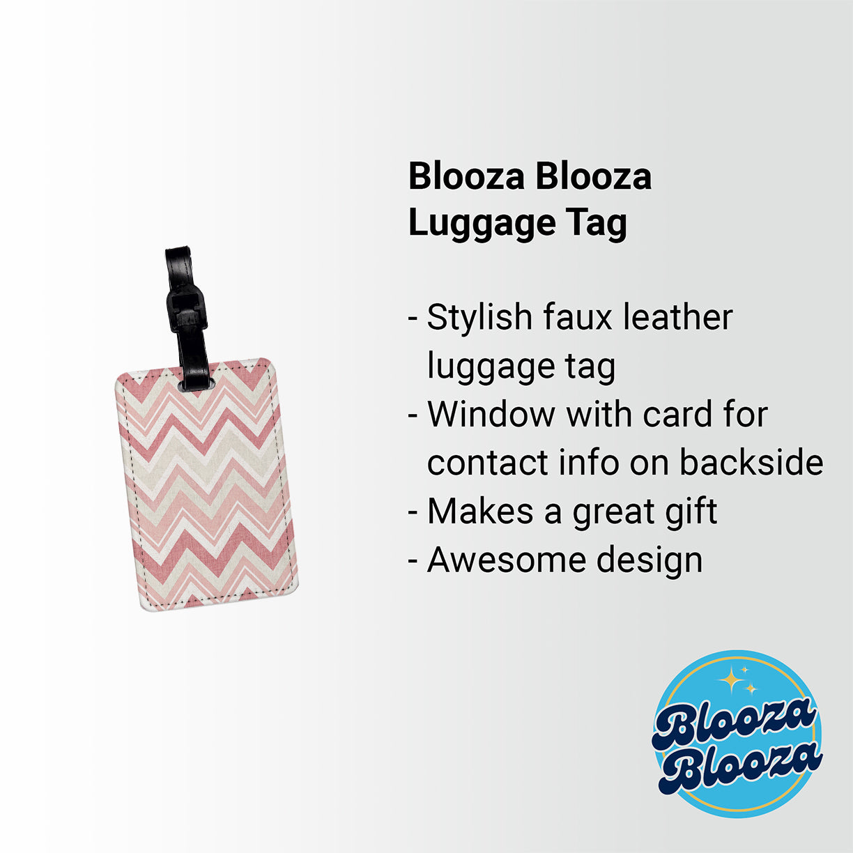 Pink White Chevrons Background Travel Faux Leather Luggage Tag