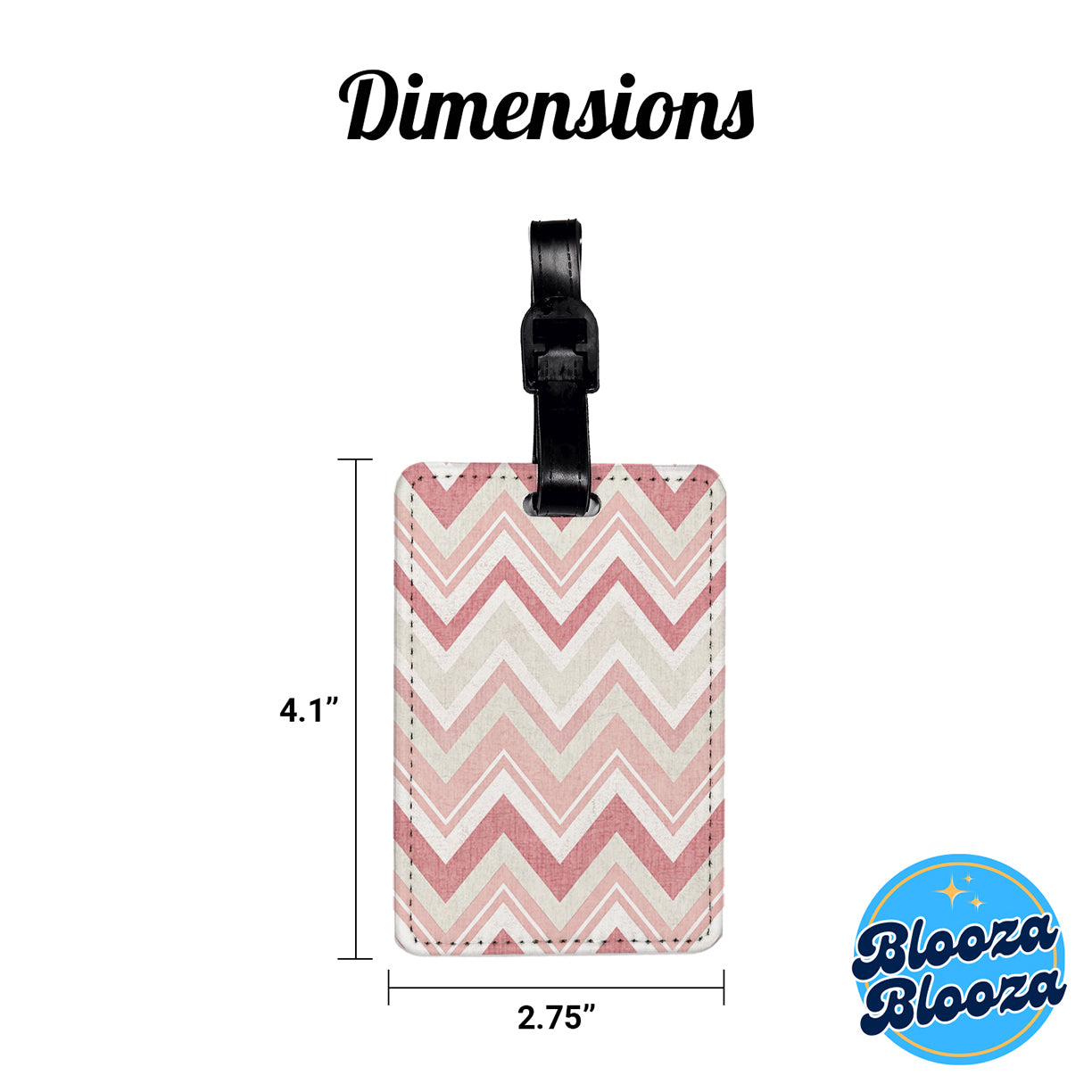 Pink White Chevrons Background Travel Faux Leather Luggage Tag
