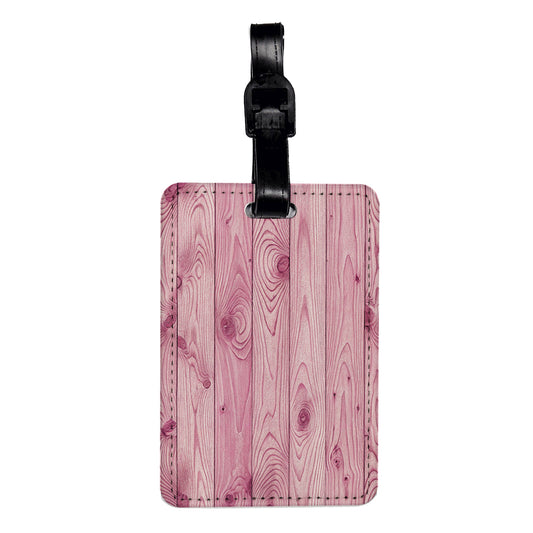 Pink Wood Boards Travel Faux Leather Luggage Tag