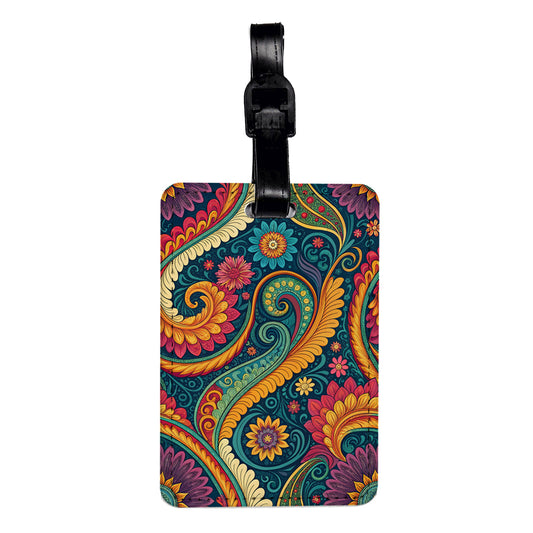 Psychedelic Colorful Pattern Travel Faux Leather Luggage Tag