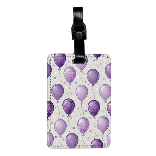 Purple Balloons Birthday Travel Faux Leather Luggage Tag