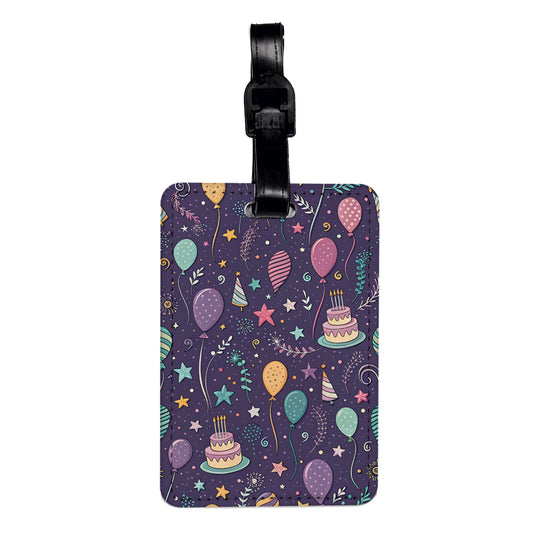 Purple Birthday Background Travel Faux Leather Luggage Tag