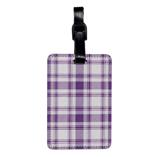 Purple Plaid Cute Background Travel Faux Leather Luggage Tag