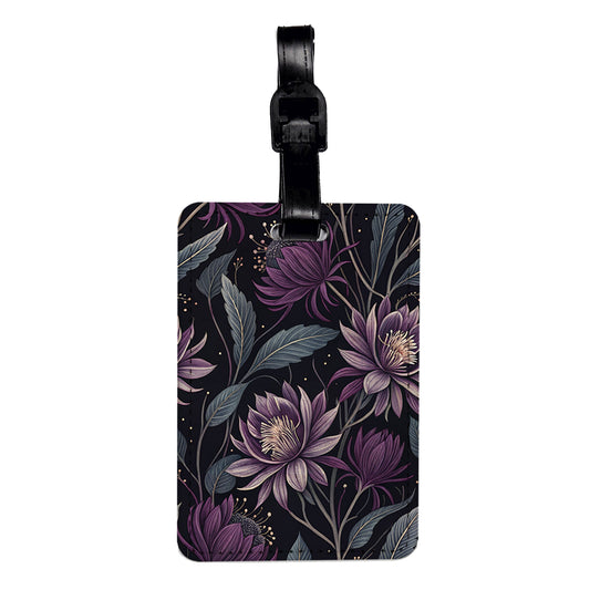 Queen Of The Night Flowers Purple Travel Faux Leather Luggage Tag