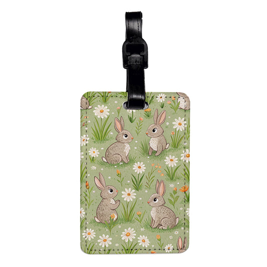Rabbits Cute Background Easter Travel Faux Leather Luggage Tag