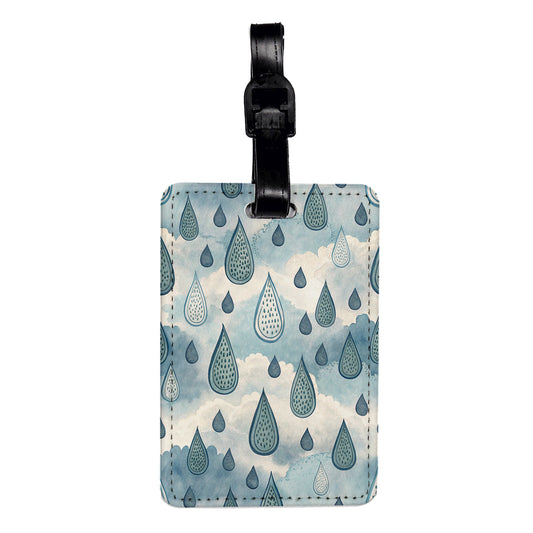 Rain Drops Rainy Cute Travel Faux Leather Luggage Tag