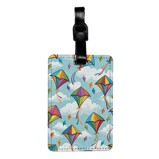 Rainbow Colored Kites Travel Faux Leather Luggage Tag