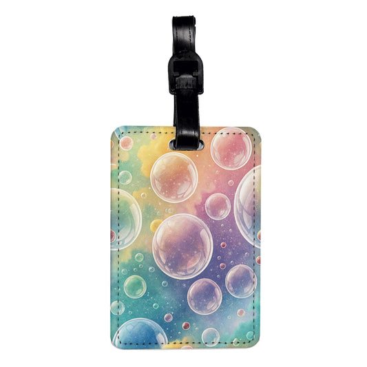 Rainbow Colorful Bubbles Travel Faux Leather Luggage Tag