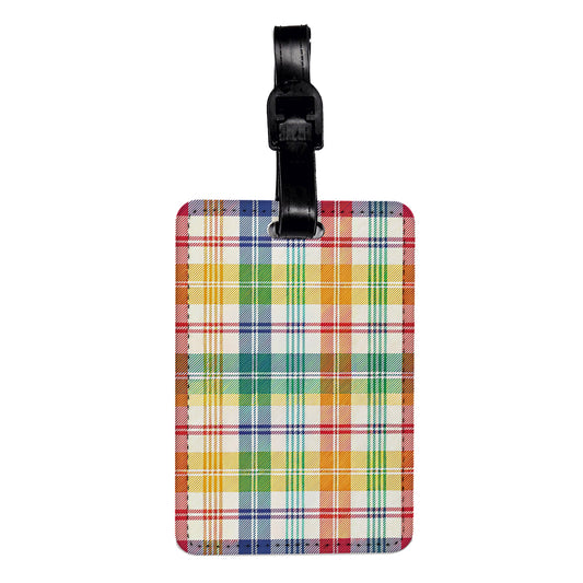 Rainbow Plaid Cute Travel Faux Leather Luggage Tag