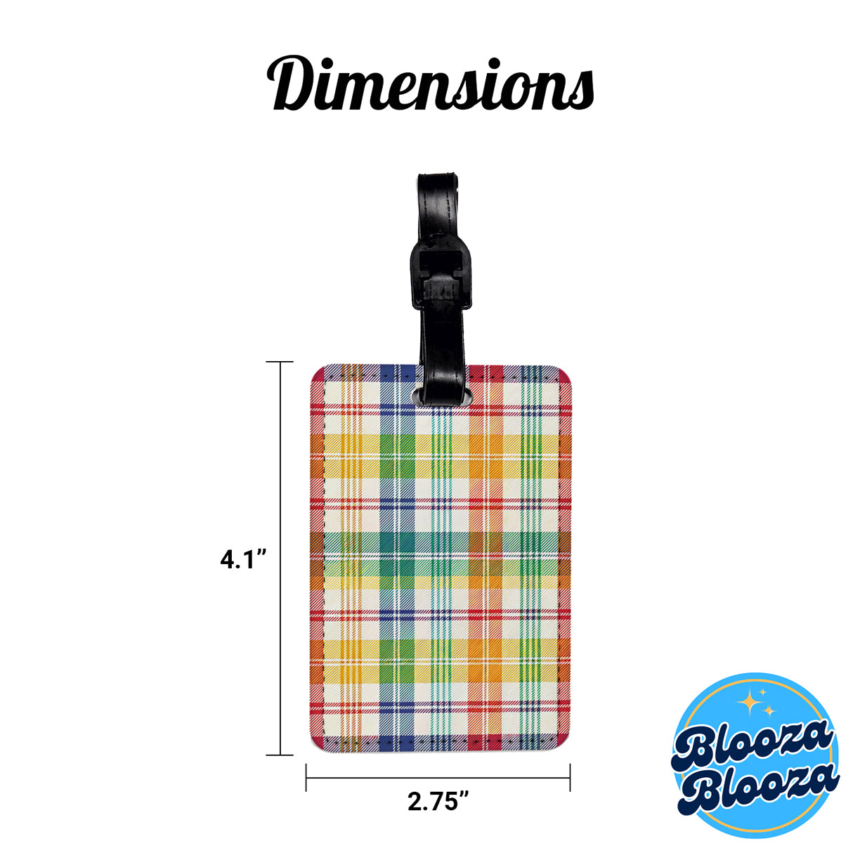 Rainbow Plaid Cute Travel Faux Leather Luggage Tag