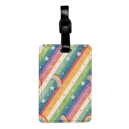 Rainbows Stripes Stars Travel Faux Leather Luggage Tag