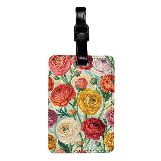 Ranunculus Flowers Yellow Red White Pretty Travel Faux Leather Luggage Tag