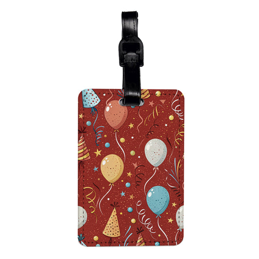 Red Birthday Background Travel Faux Leather Luggage Tag