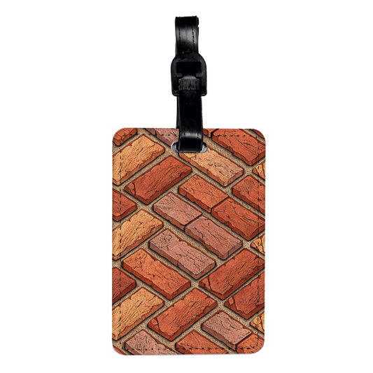 Red Brick Diagonal Background Travel Faux Leather Luggage Tag