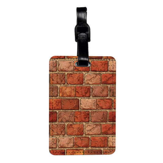 Red Brick Wall Background Travel Faux Leather Luggage Tag