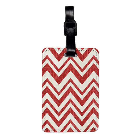 Red Chevrons Background Travel Faux Leather Luggage Tag