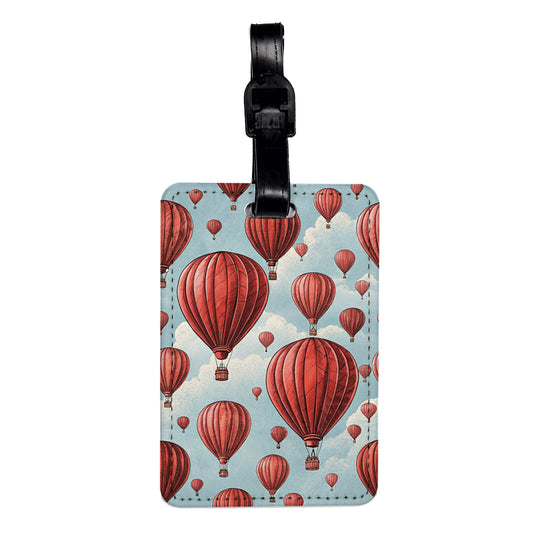 Red Hot Air Balloons Travel Faux Leather Luggage Tag