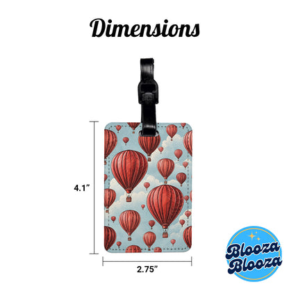 Red Hot Air Balloons Travel Faux Leather Luggage Tag