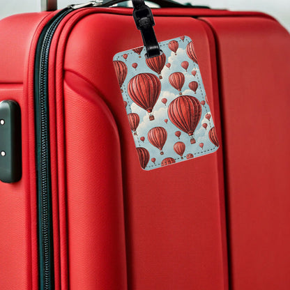 Red Hot Air Balloons Travel Faux Leather Luggage Tag