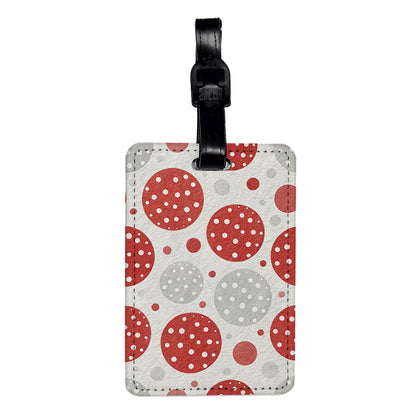 Red White Polka Dots Travel Faux Leather Luggage Tag