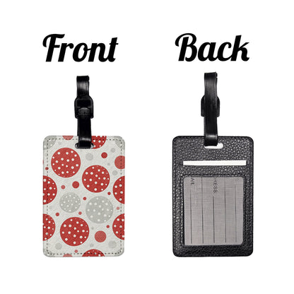 Red White Polka Dots Travel Faux Leather Luggage Tag