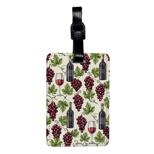 Red Wine Grapes Ivy Travel Faux Leather Luggage Tag