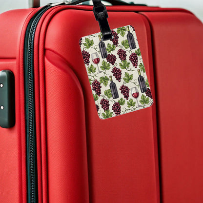 Red Wine Grapes Ivy Travel Faux Leather Luggage Tag