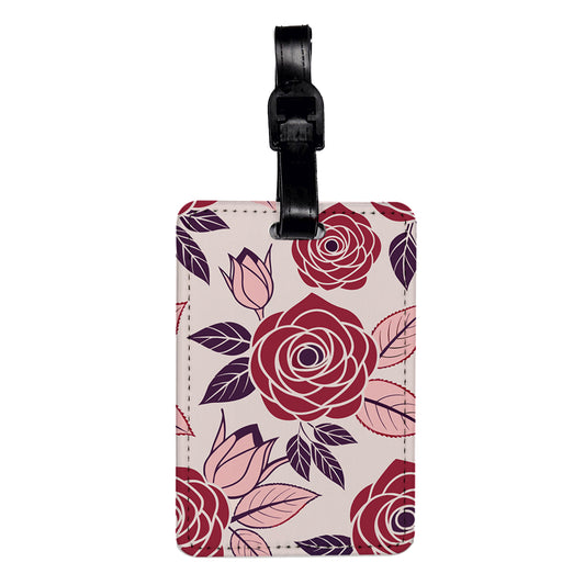 Roses Cute Drawing Travel Faux Leather Luggage Tag
