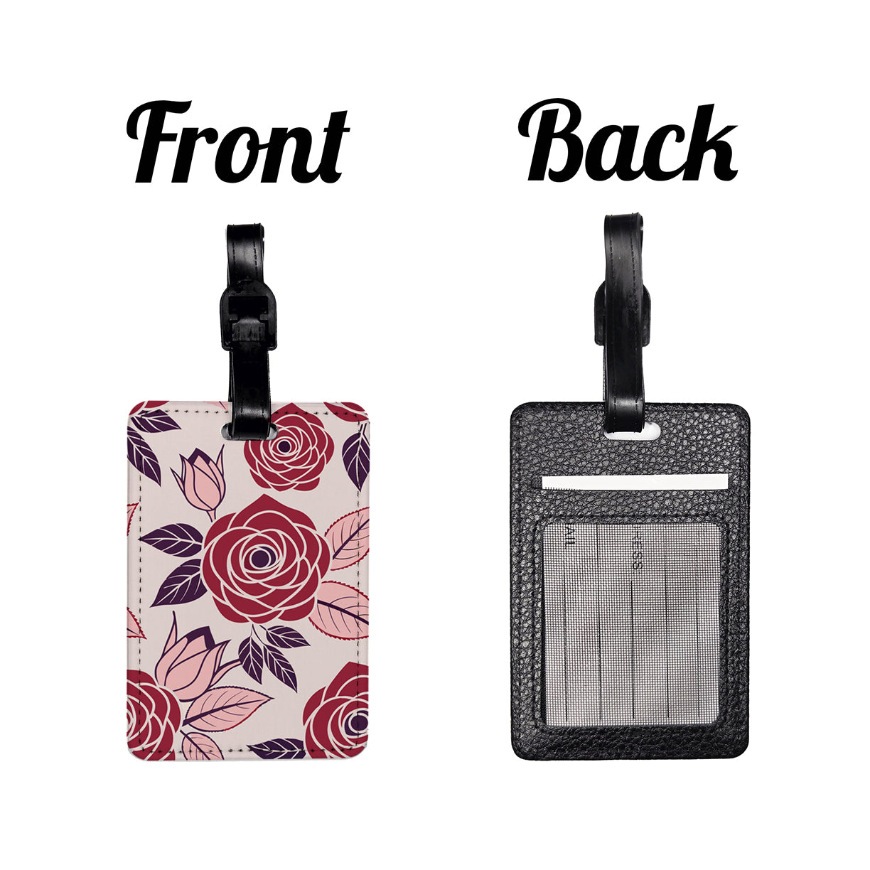 Roses Cute Drawing Travel Faux Leather Luggage Tag