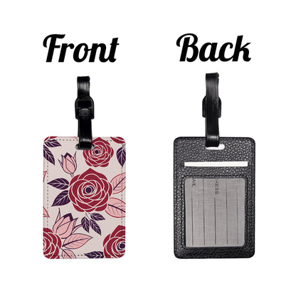 Roses Cute Drawing Travel Faux Leather Luggage Tag