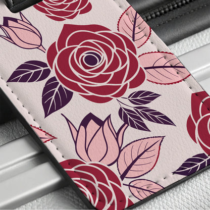 Roses Cute Drawing Travel Faux Leather Luggage Tag