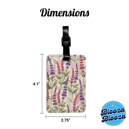Salvia Flowers Pink Purple Travel Faux Leather Luggage Tag