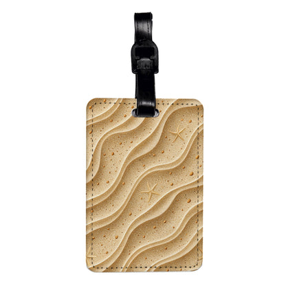 Sandy Background Starfish Travel Faux Leather Luggage Tag