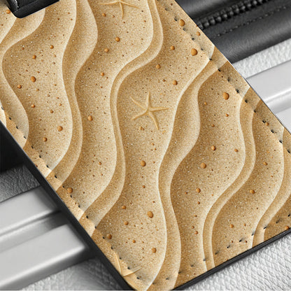 Sandy Background Starfish Travel Faux Leather Luggage Tag