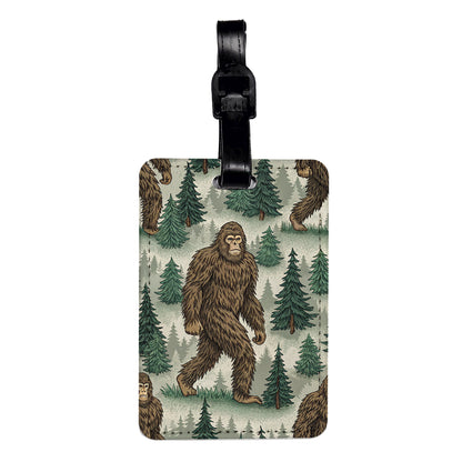 Sasquatch Bigfoot Background Travel Faux Leather Luggage Tag