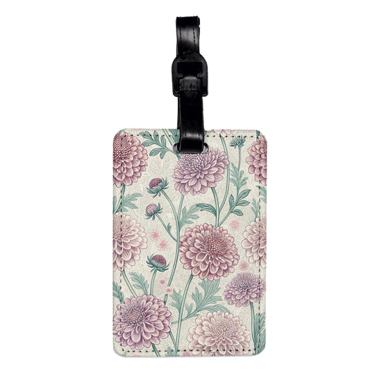 Scabiosa Flowers Pretty Travel Faux Leather Luggage Tag