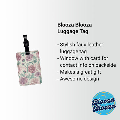 Scabiosa Flowers Pretty Travel Faux Leather Luggage Tag