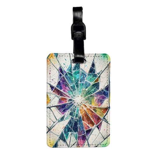Shattered Colorful Glass Travel Faux Leather Luggage Tag