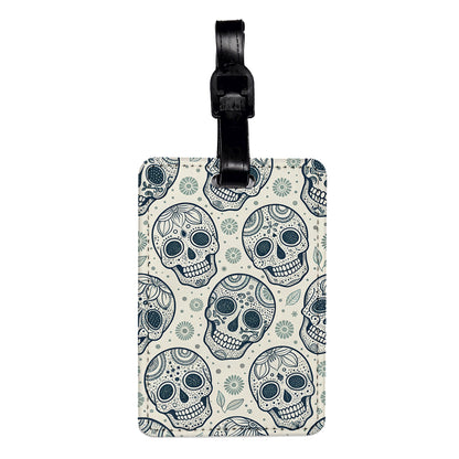 Skulls Cute Background Travel Faux Leather Luggage Tag