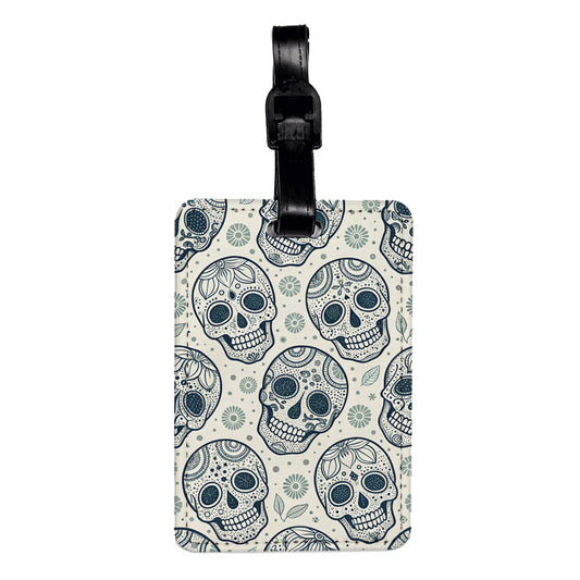 Skulls Cute Background Travel Faux Leather Luggage Tag