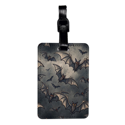 Sky Full Of Black Bats Background Travel Faux Leather Luggage Tag