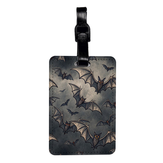 Sky Full Of Black Bats Background Travel Faux Leather Luggage Tag