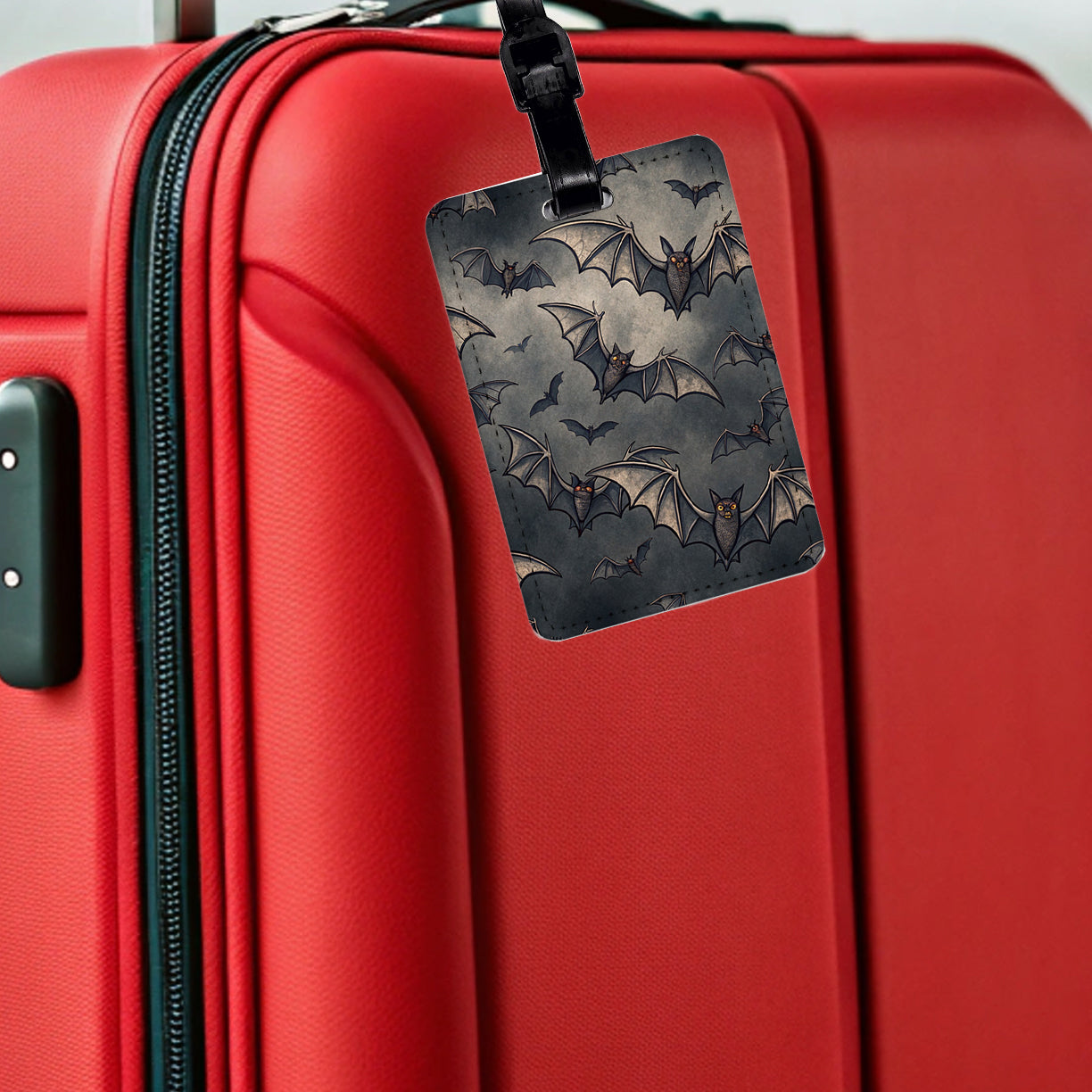 Sky Full Of Black Bats Background Travel Faux Leather Luggage Tag