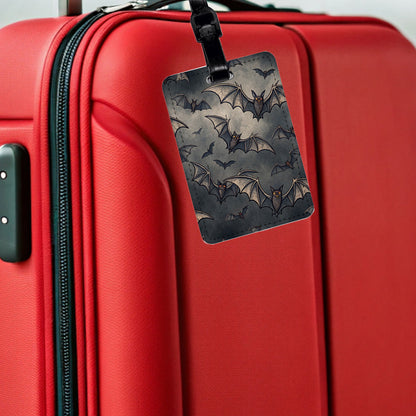 Sky Full Of Black Bats Background Travel Faux Leather Luggage Tag