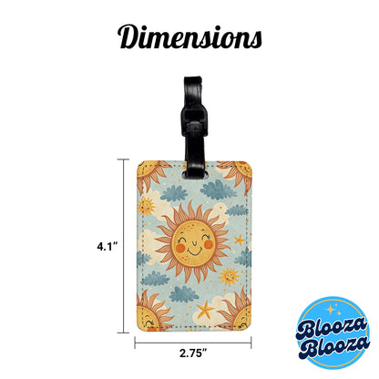 Smiling Sun Background Travel Faux Leather Luggage Tag
