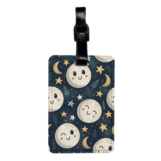 Smiling Sweet Moons Travel Faux Leather Luggage Tag